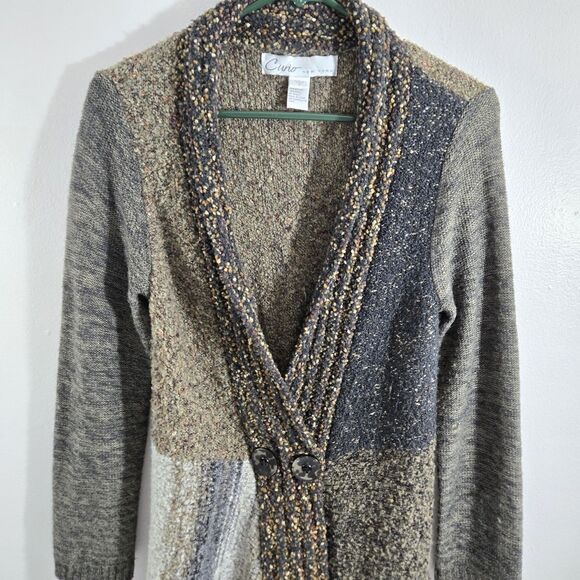 Curio New York Women's Small Brown Multi Blend Knit Snap Button BOHO Sweater - Picture 1 of 5